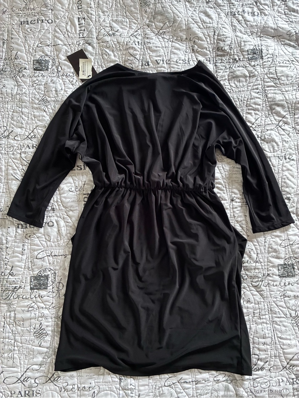 Women's Black Mini Dress with Elastic Waist